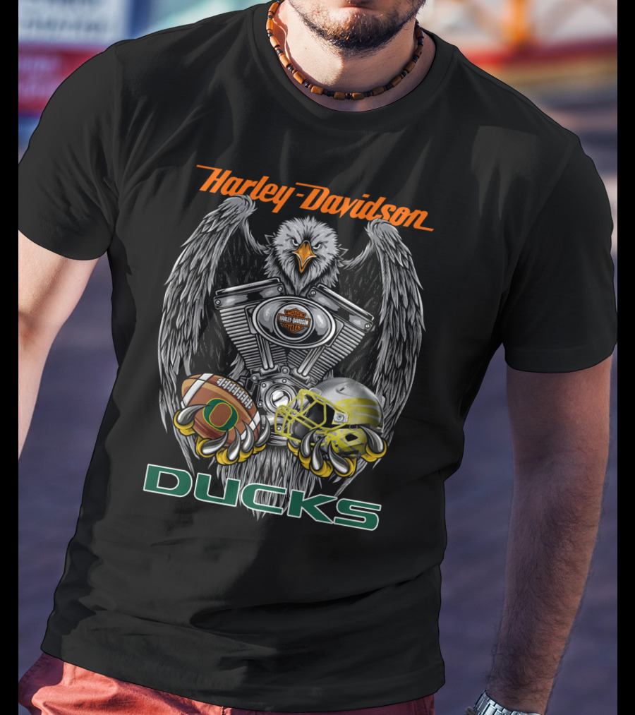 Harley Davidson Ducks Oregon Football Ncaa T-Shirt