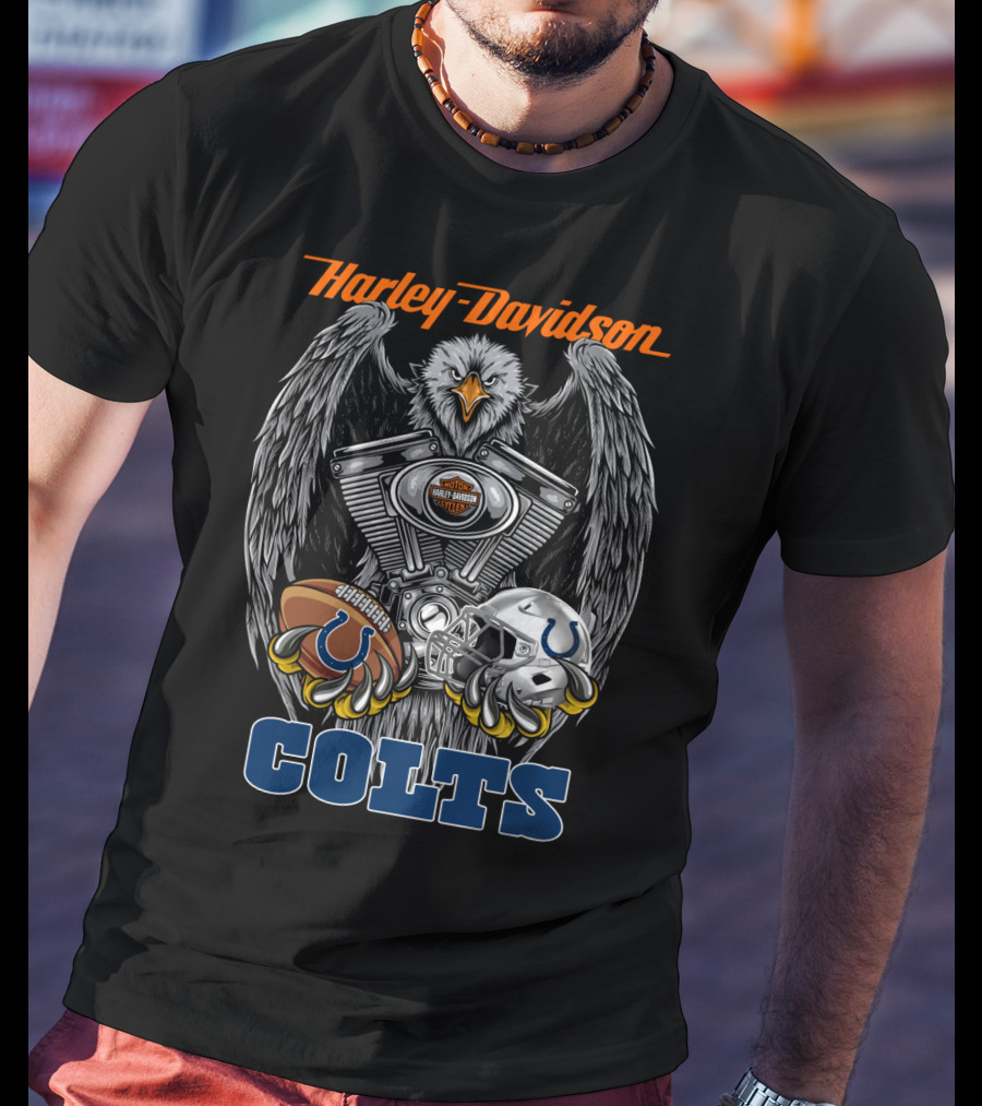 Harley Davidson Colts Football Eagle Engine Helmet T-Shirt