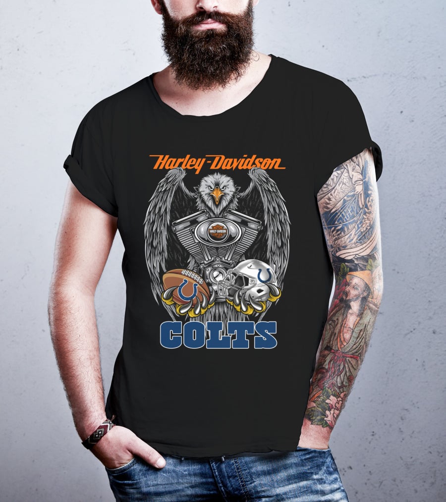 Harley Davidson Colts Football Eagle Engine Helmet T-Shirt