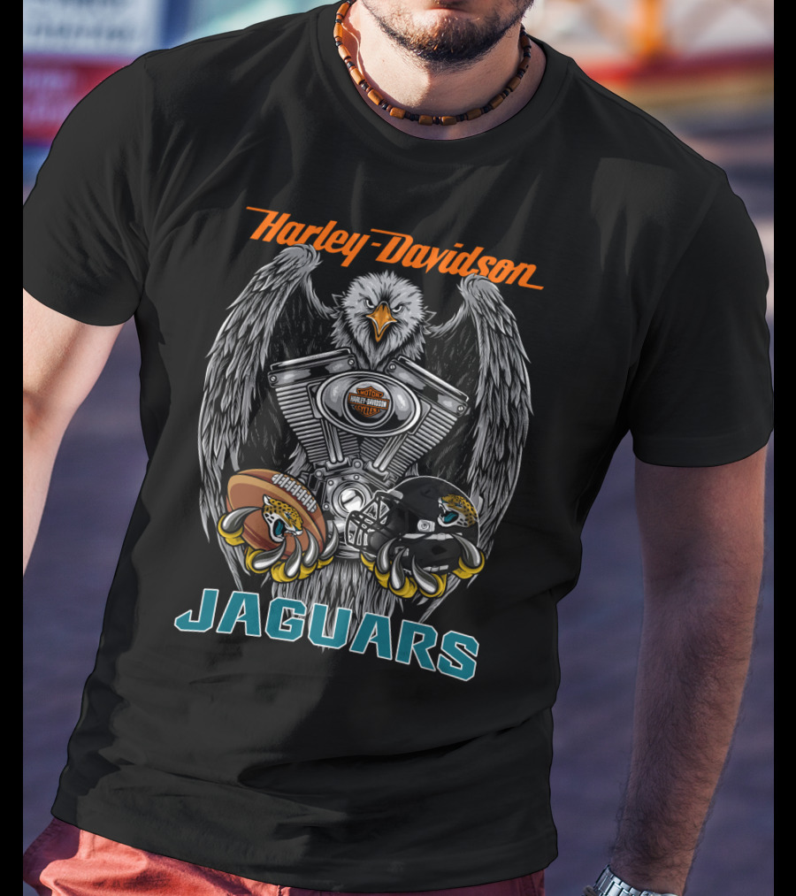 Harley Davidson Jaguars Eagle Football Helmet Engine T-Shirt