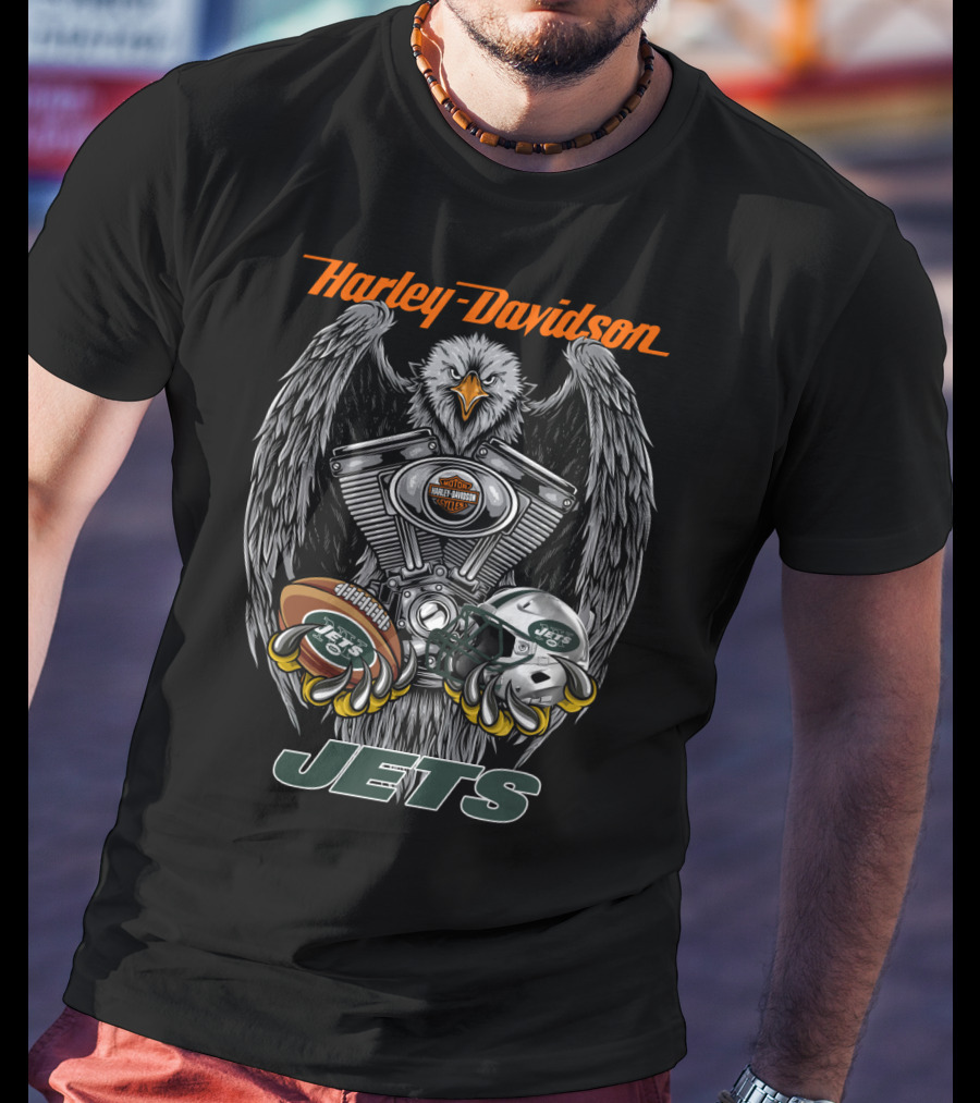 Harley Davidson New York Jets Eagles Nfl Football T-Shirt