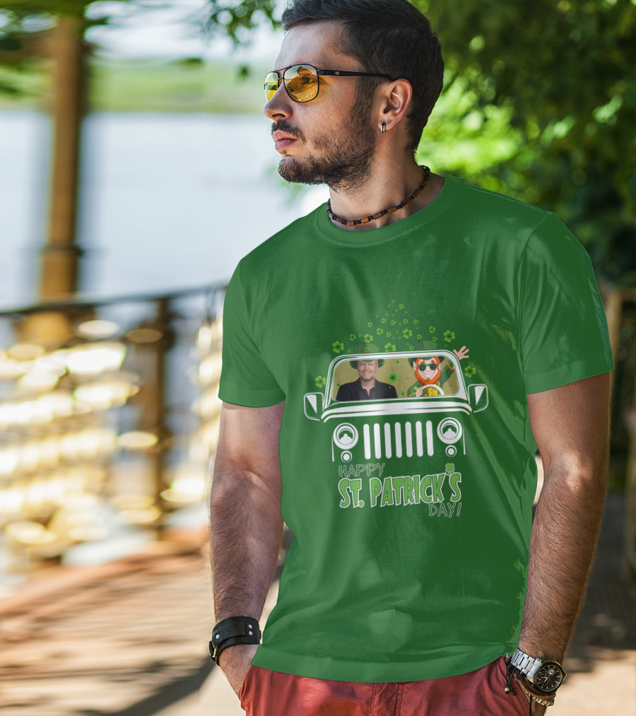 Blake Shelton Happy St. Patrick's Day Jeep Leprechaun And Clover Ride T-Shirt