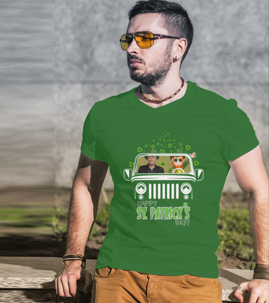 Blake Shelton Happy St. Patrick's Day Jeep Leprechaun And Clover Ride T-Shirt