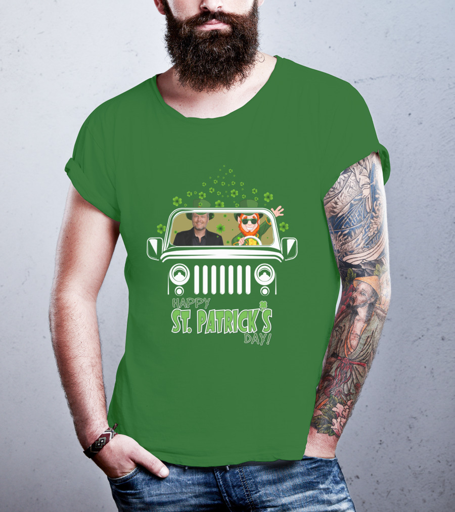 Blake Shelton Happy St. Patrick's Day Jeep Leprechaun And Clover Ride T-Shirt