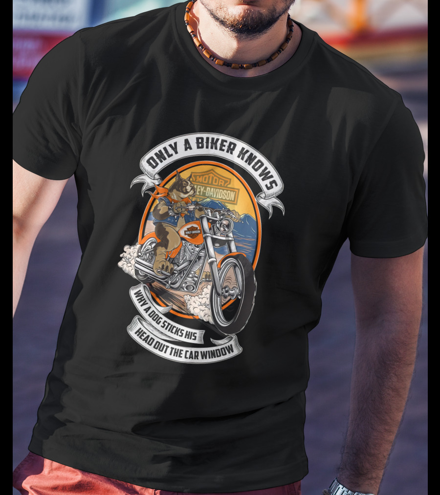 Only A Biker Knows When A Dog Sticks His Head Out The Car Window Harley Davidson T-Shirt