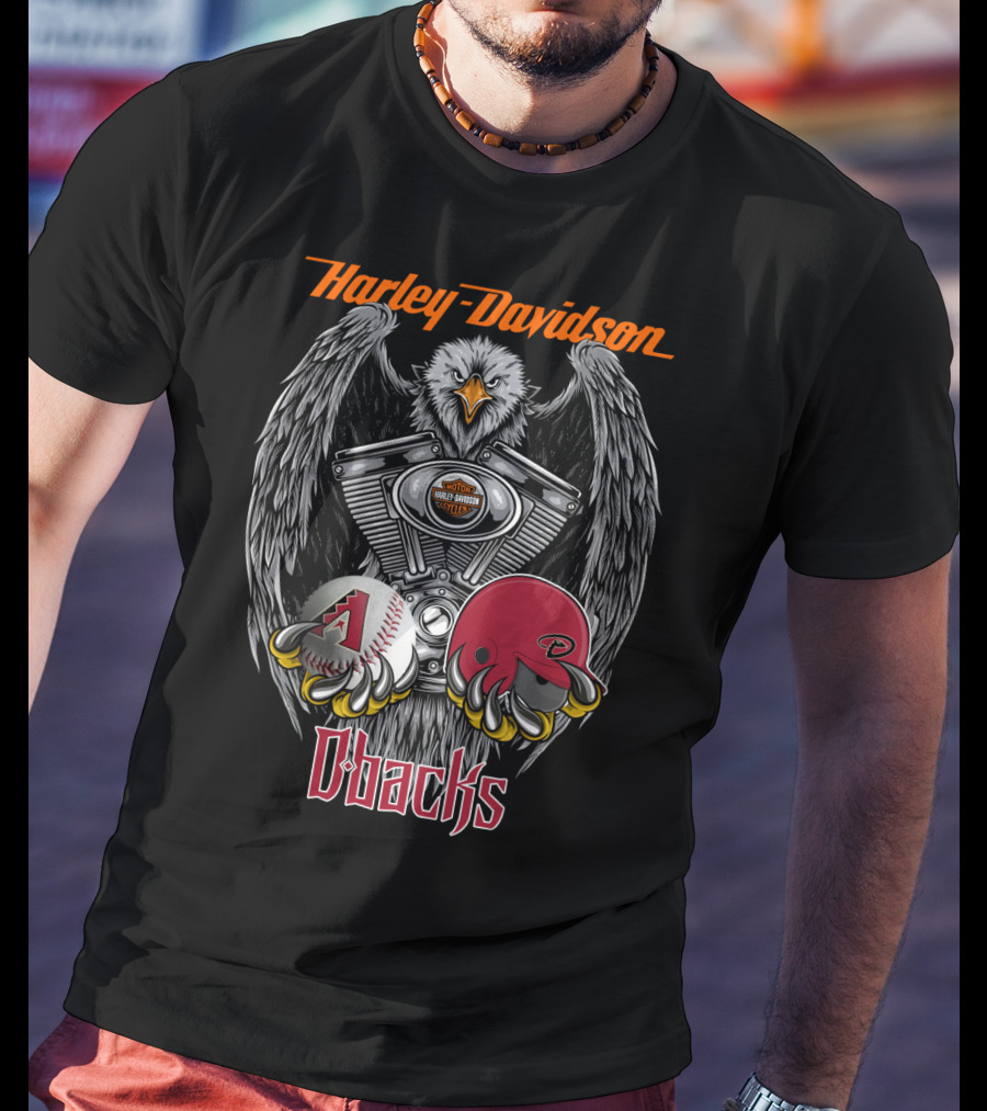 Harley Davidson D-Backs Eagle Engine Baseball Helmet Mlb T-Shirt