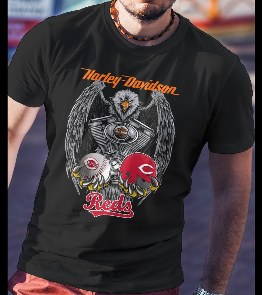 Harley Davidson Reds Mlb Eagle Engine T-Shirt