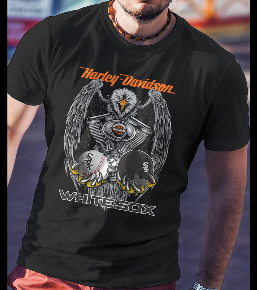 Harley Davidson White Sox Mlb Eagle Engine Baseball Helmet T-Shirt