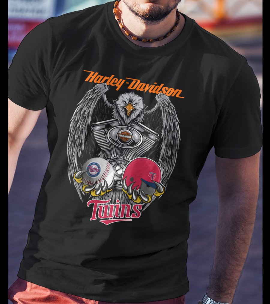 Harley Davidson Twins Eagle Engine Minnesota Baseball T-Shirt