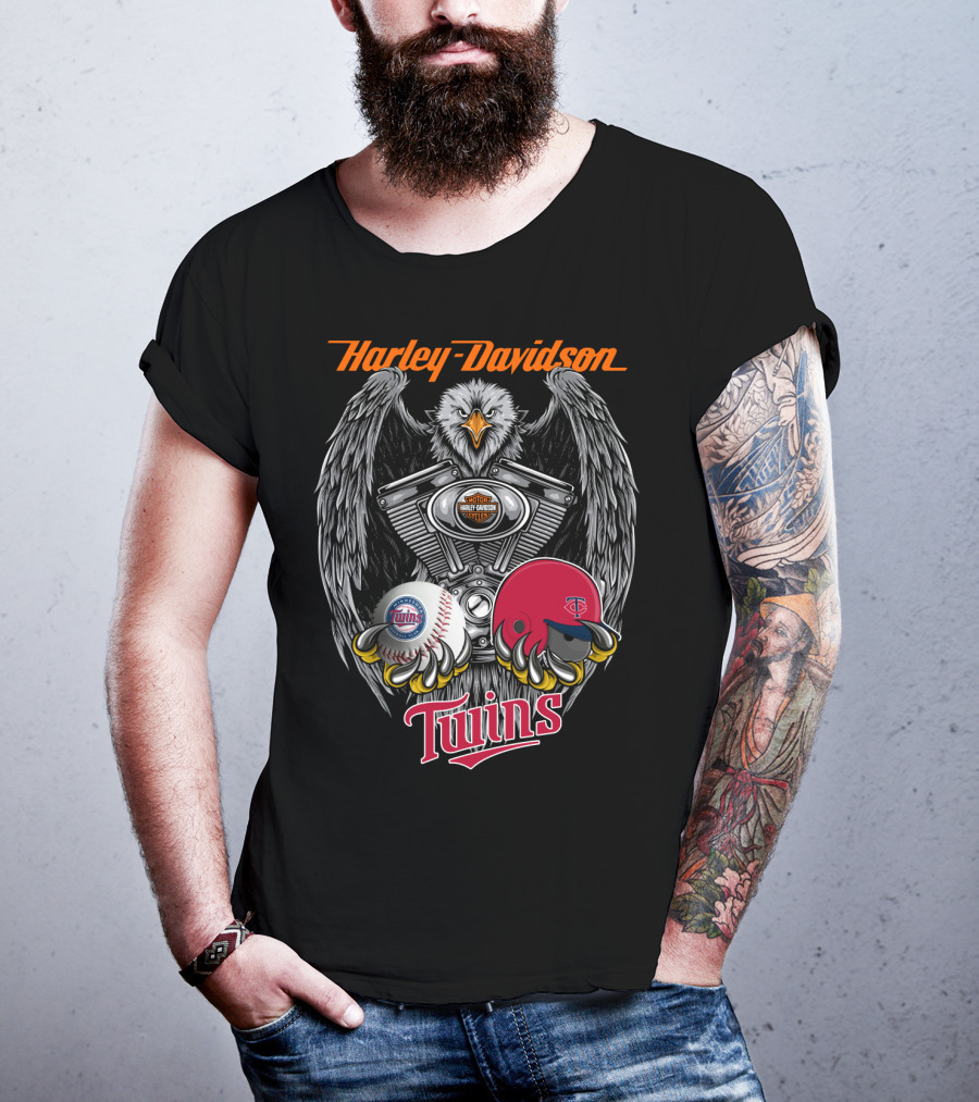 Harley Davidson Twins Eagle Engine Minnesota Baseball T-Shirt