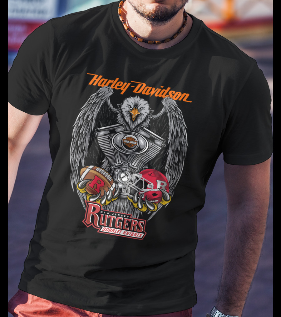 Harley Davidson New Jersey Rutgers Scarlet Knights Football Ncaa3 Rskf T-Shirt