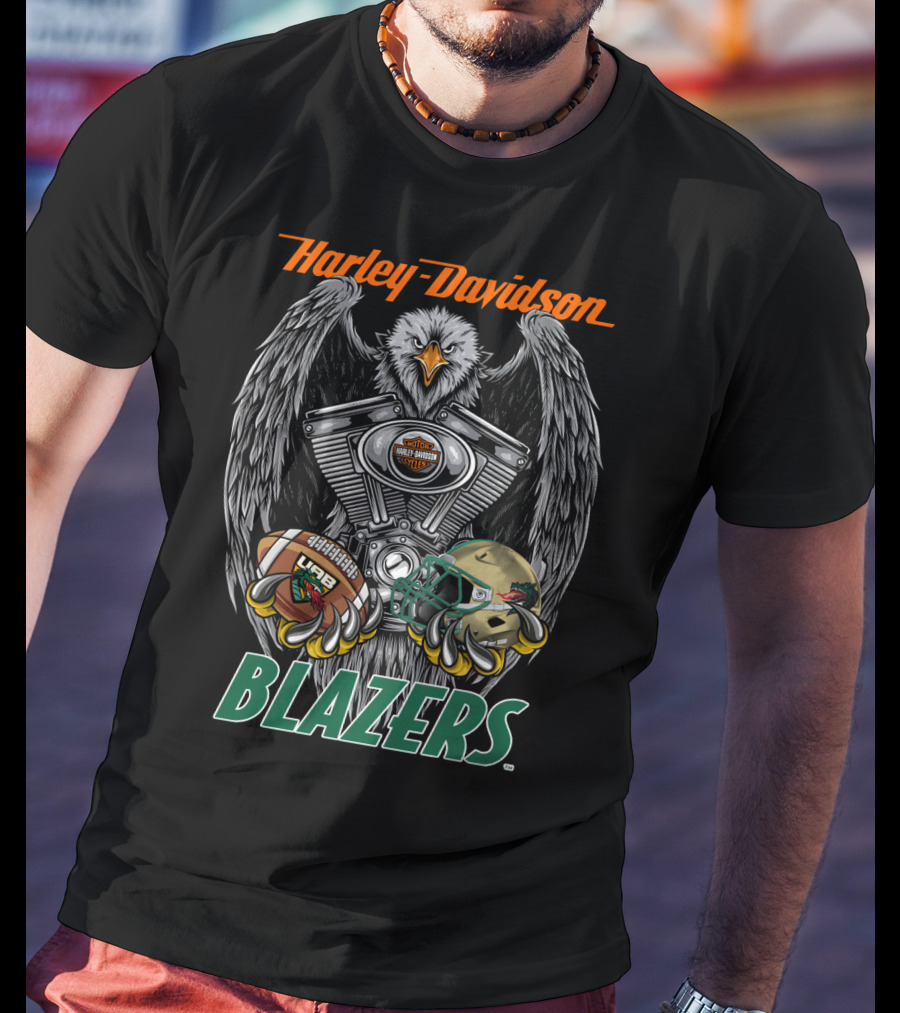 Harley Davidson Blazers Football Eagle Engine Design Uab T-Shirt