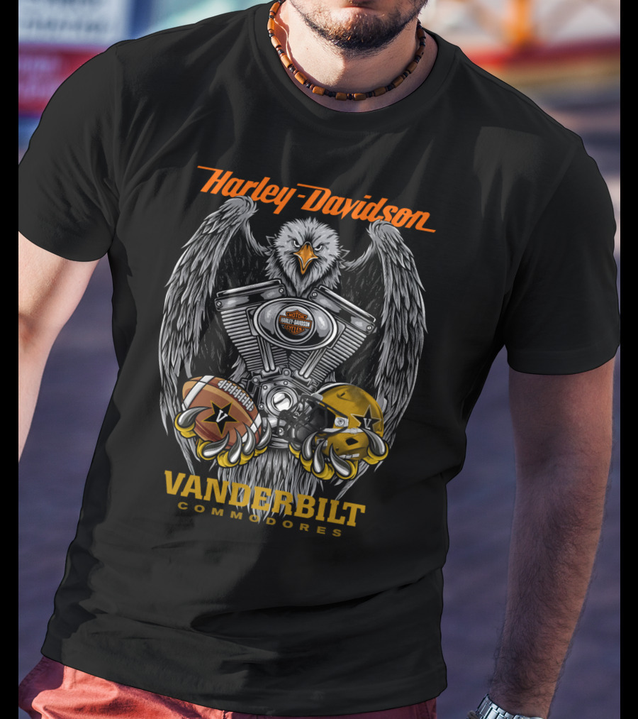Harley Davidson Vanderbilt Commodores Ncaa Football Eagle Engine T-Shirt