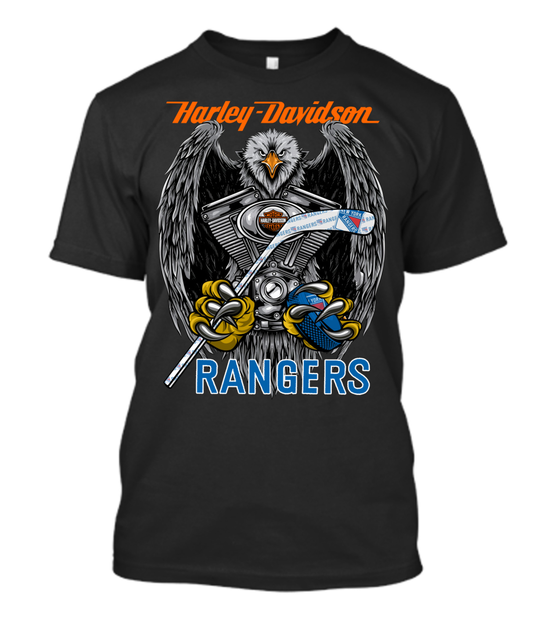 Harley Davidson Engine Eagle Rangers Hockey Stick T-Shirt
