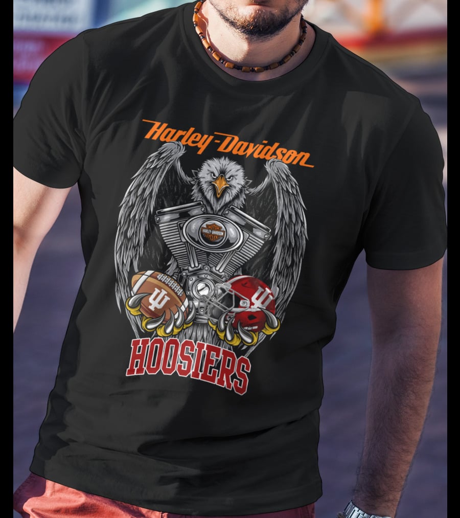 Harley Davidson Hoosiers Ncaa Football Eagle T-Shirt
