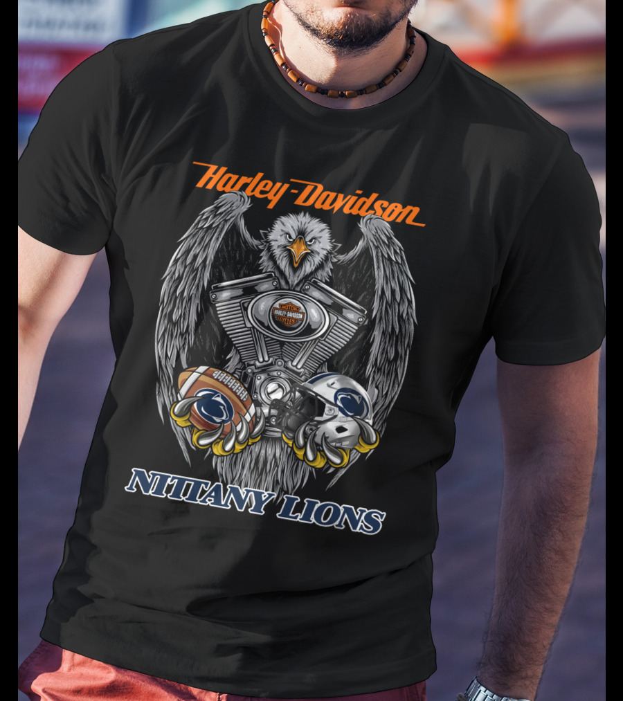 Harley Davidson Nittany Lions Football Eagle T-Shirt