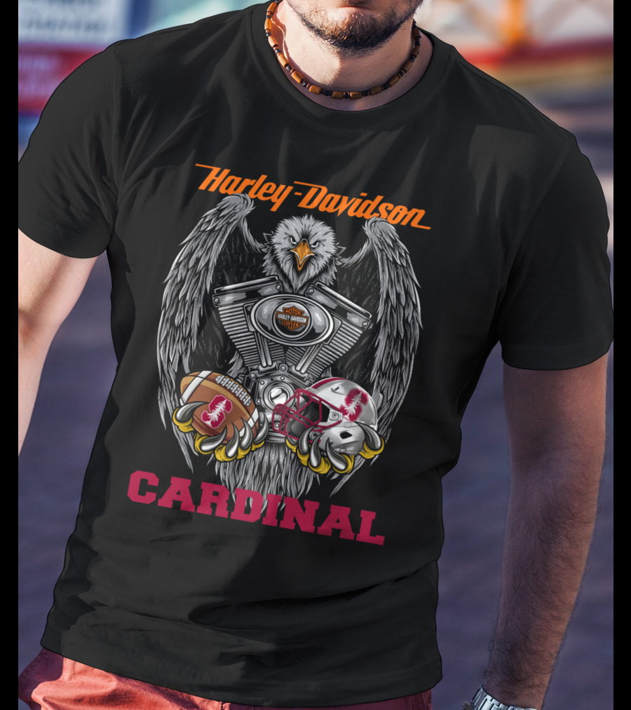 Harley Davidson Cardinal Eagle Engine Football Helmet T-Shirt