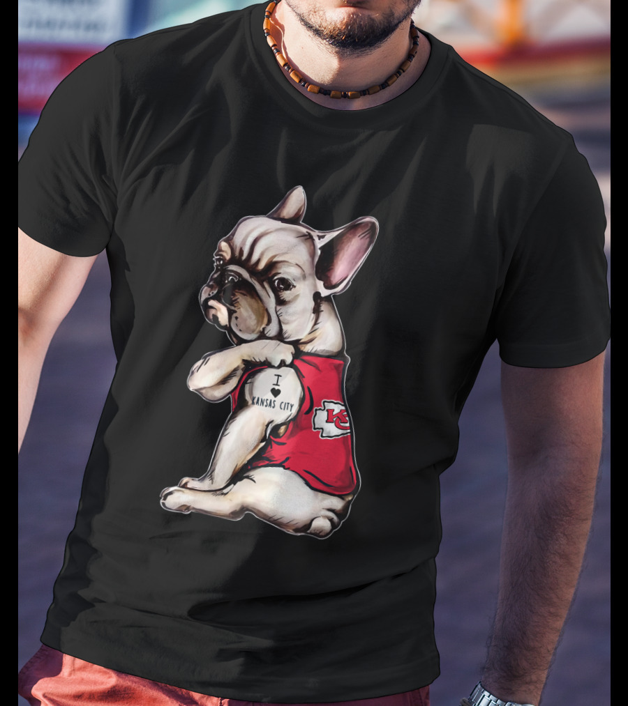 Kansas City Chiefs I Love Kansas City Bulldog Tattoo T-Shirt