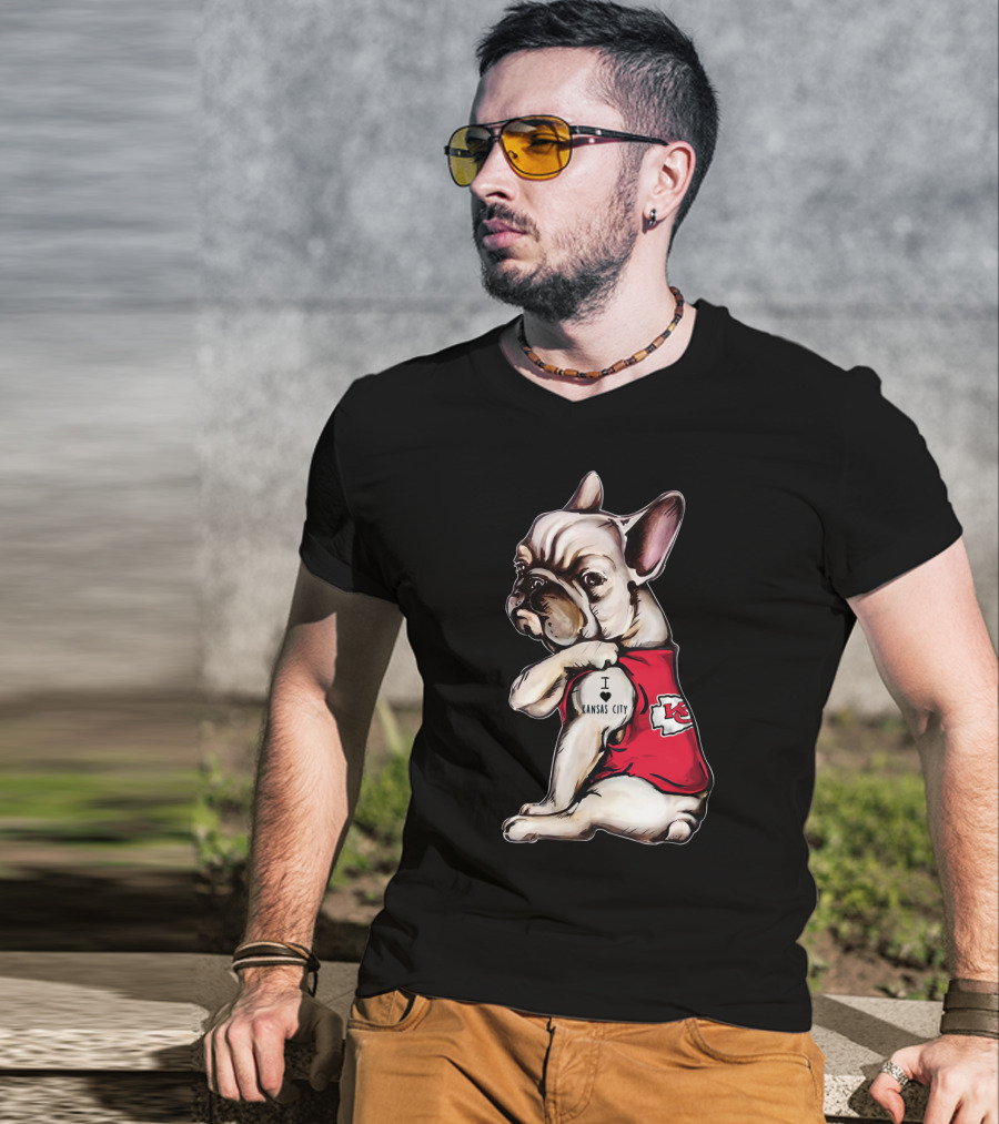 Kansas City Chiefs I Love Kansas City Bulldog Tattoo T-Shirt
