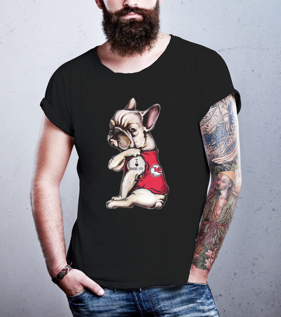 Kansas City Chiefs I Love Kansas City Bulldog Tattoo T-Shirt