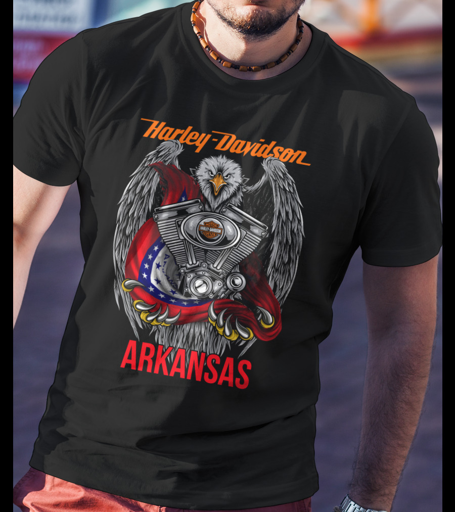 Harley Davidson Arkansas Eagle Engine T-Shirt