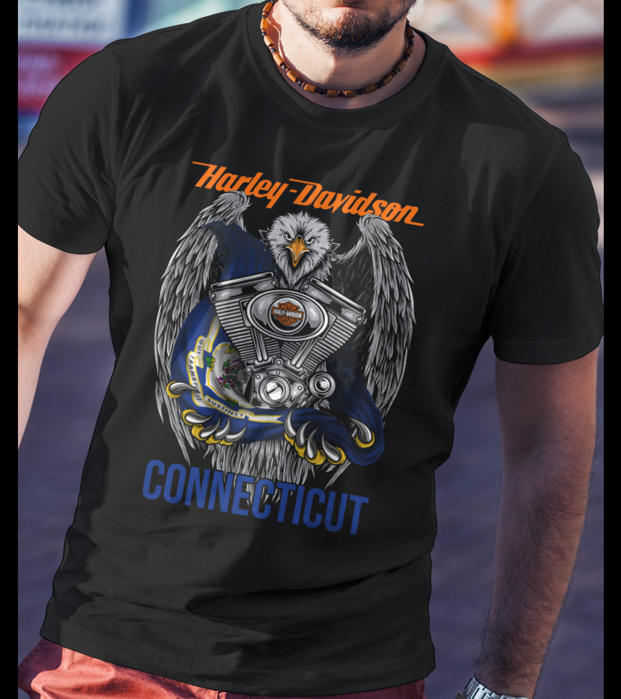 Harley Davidson Eagle Emblem Connecticut T-Shirt
