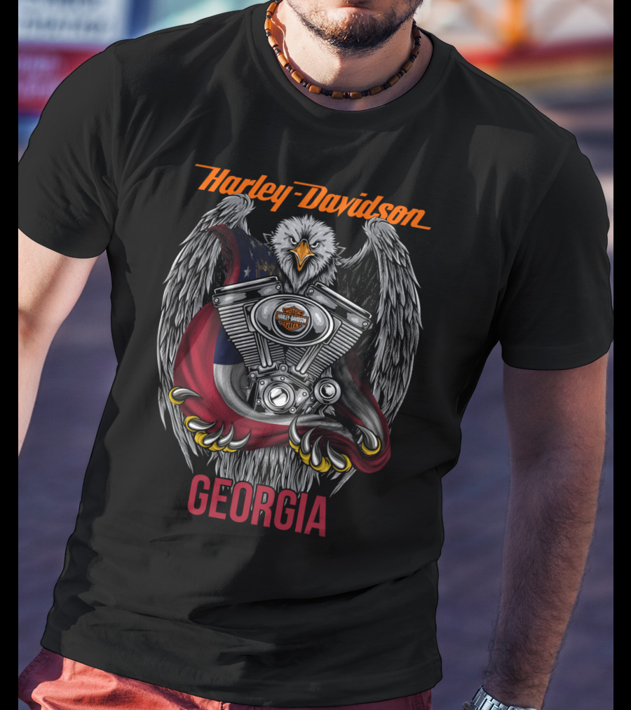 Harley Davidson Georgia Eagle Engine Badge T-Shirt