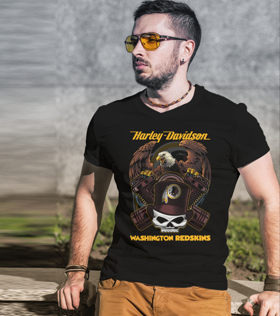 Harley Davidson Washington Redskins Eagle Skull T-Shirt