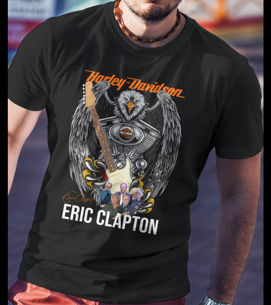 Harley Davidson Eagle With Guitar Eric Clapton T-Shirt