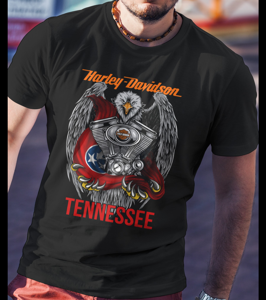 Harley Davidson Tennessee Eagle Engine Flag T-Shirt