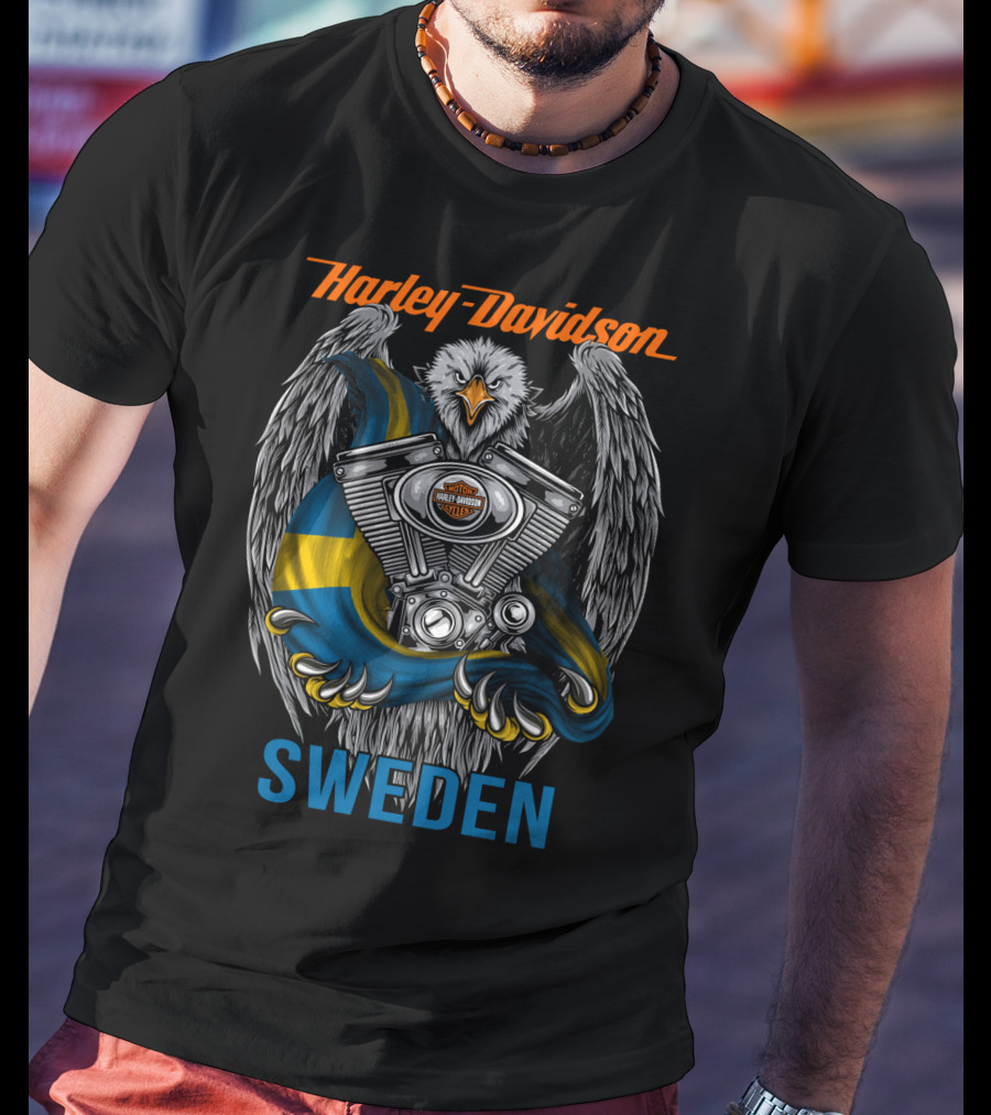 Harley Davidson Sweden Eagle Engine T-Shirt