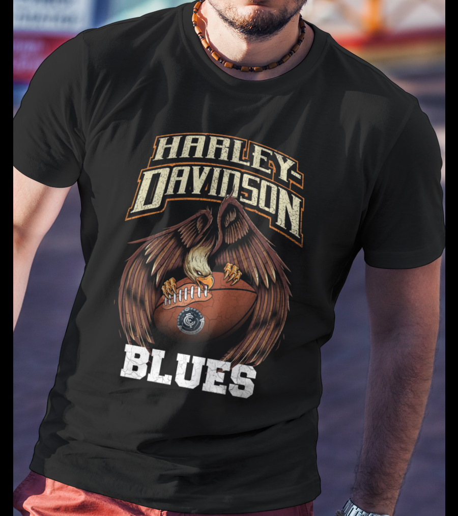 Harley Davidson Carlton Blues Eagle Football T-Shirt
