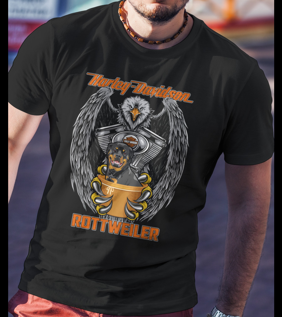 Harley Davidson Rottweiler Motor V-Twin Engine Eagle T-Shirt