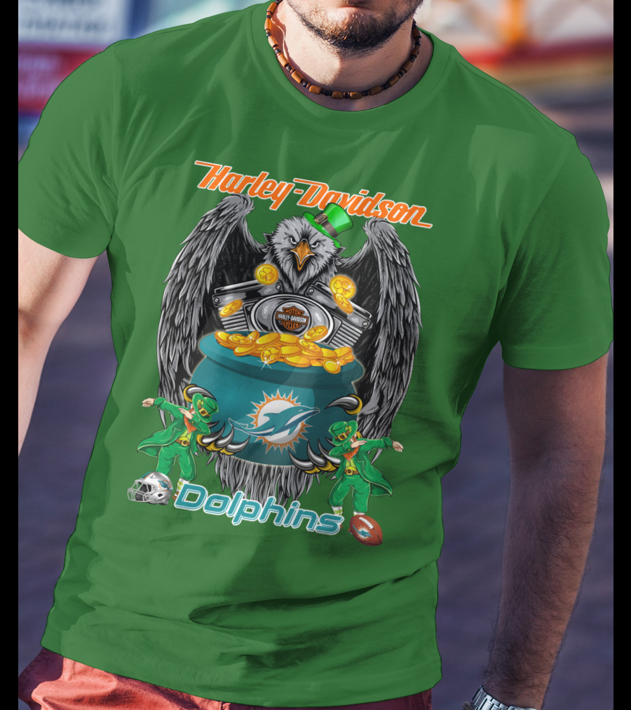 Harley Davidson Miami Dolphins Nfl Eagle Gold Coins T-Shirt
