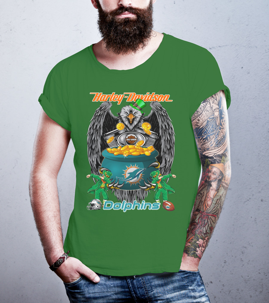 Harley Davidson Miami Dolphins Nfl Eagle Gold Coins T-Shirt