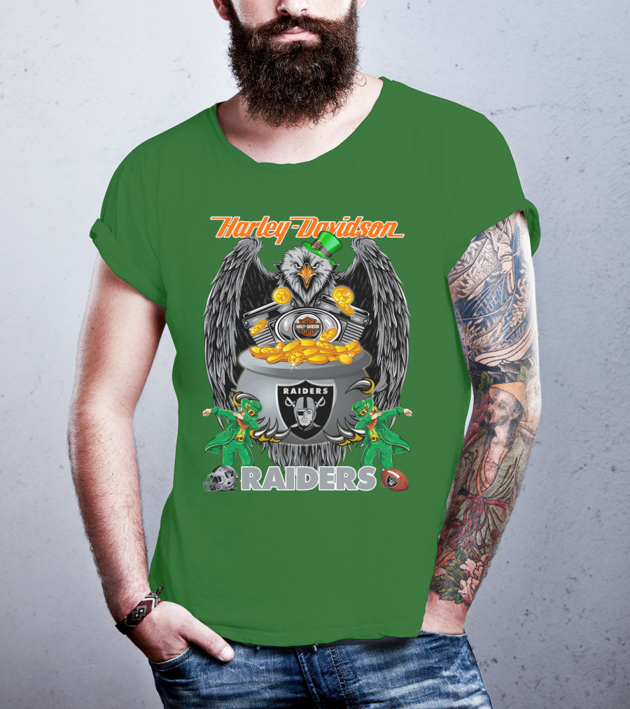Harley Davidson Raiders Nfl Oakland Raiders Eagle Pot Of Gold T-Shirt