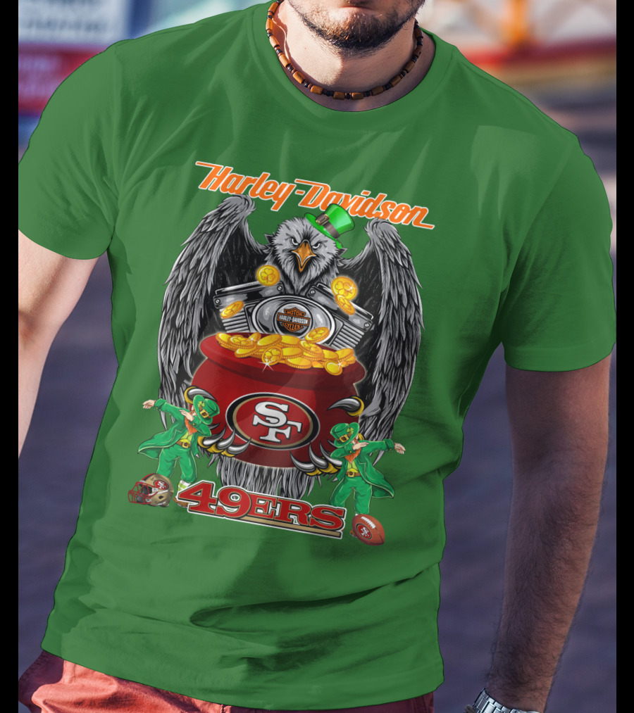 Harley Davidson San Francisco 49ers Nfl 49ers Leprechaun Pot Of Gold T-Shirt
