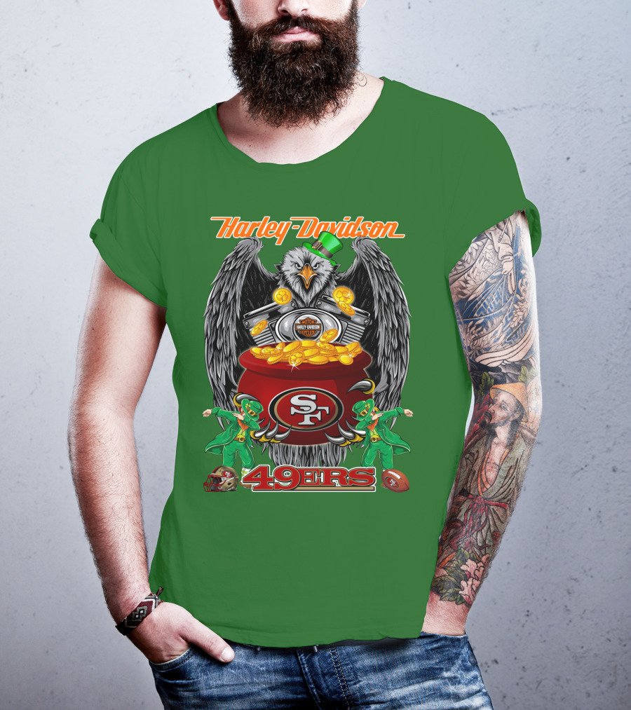 Harley Davidson San Francisco 49ers Nfl 49ers Leprechaun Pot Of Gold T-Shirt