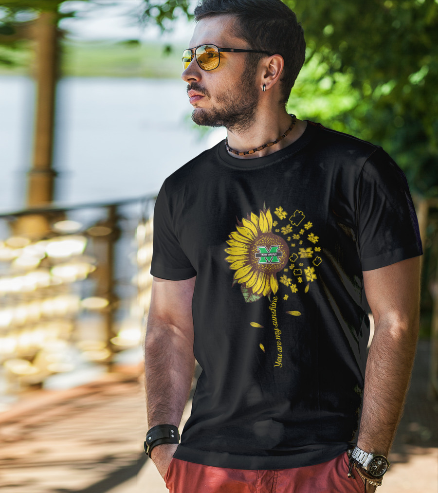You're My Sunshine The Herd M Marshall Thundering Herd Ncaa2 Mth 83 Sunflower T-Shirt