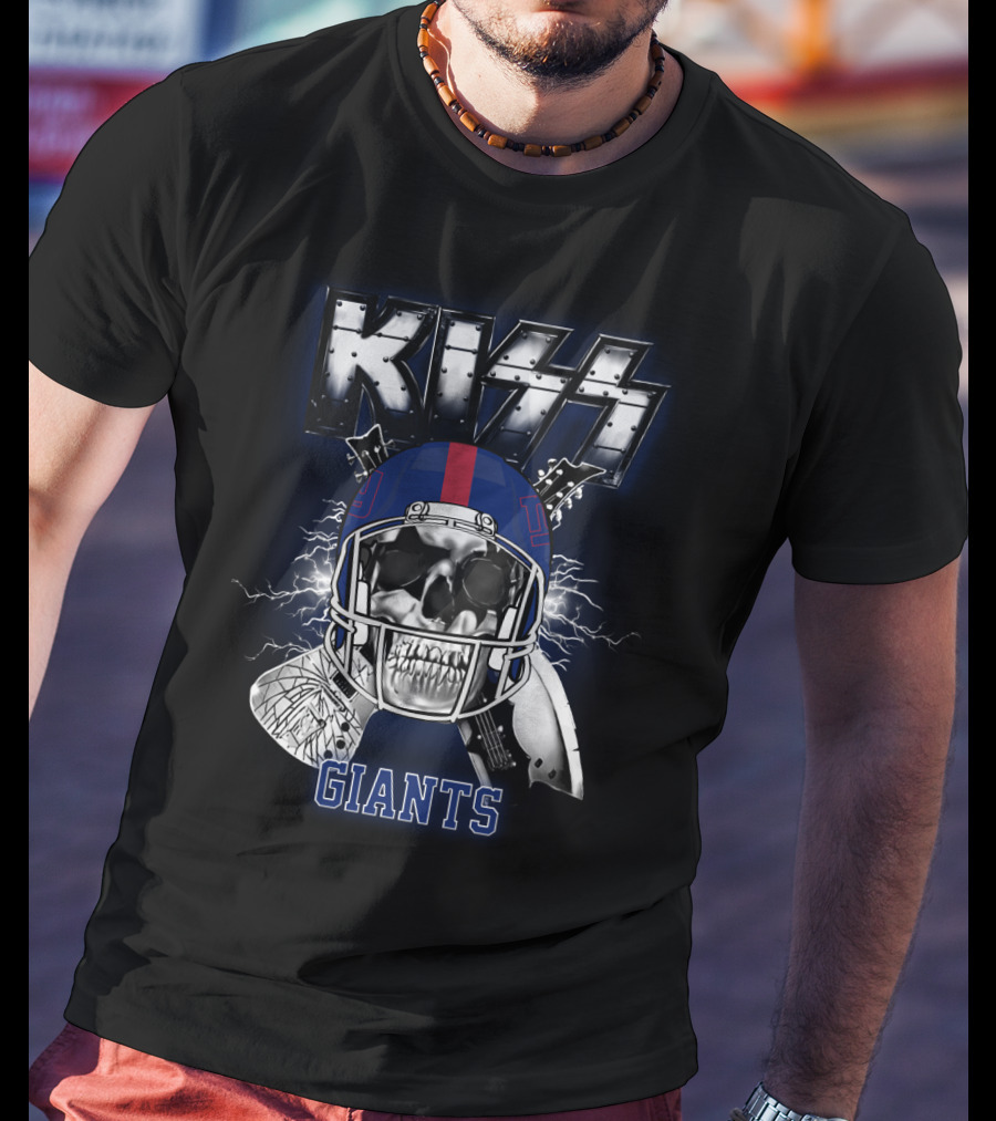 Kiss Giants Skull Helmet Nyg 95 Lightning T-Shirt