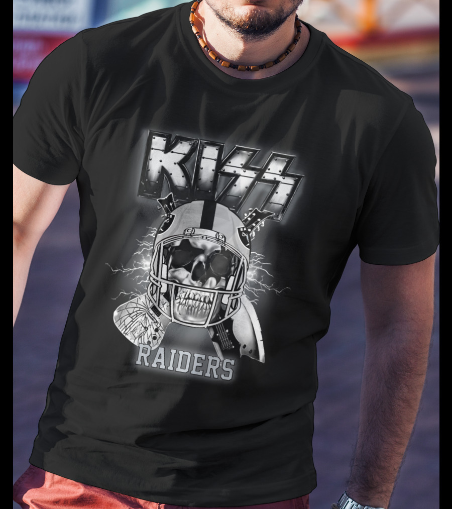 Kiss Raiders Skull Helmet Lightning T-Shirt