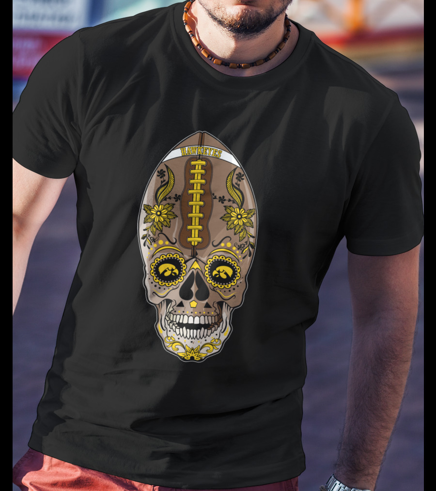 Hawkeyes Football Sugar Skull T-Shirt