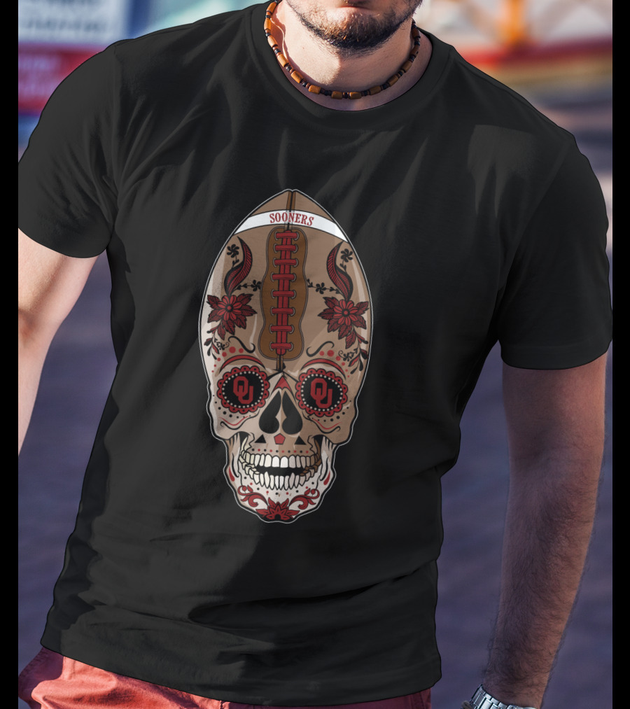Sooners Ou Skull Football T-Shirt