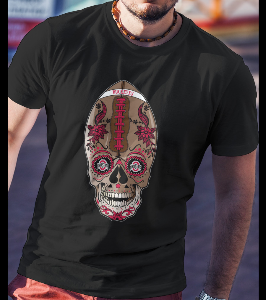 Buckeyes 97 Ohio State Skull Football Art T-Shirt