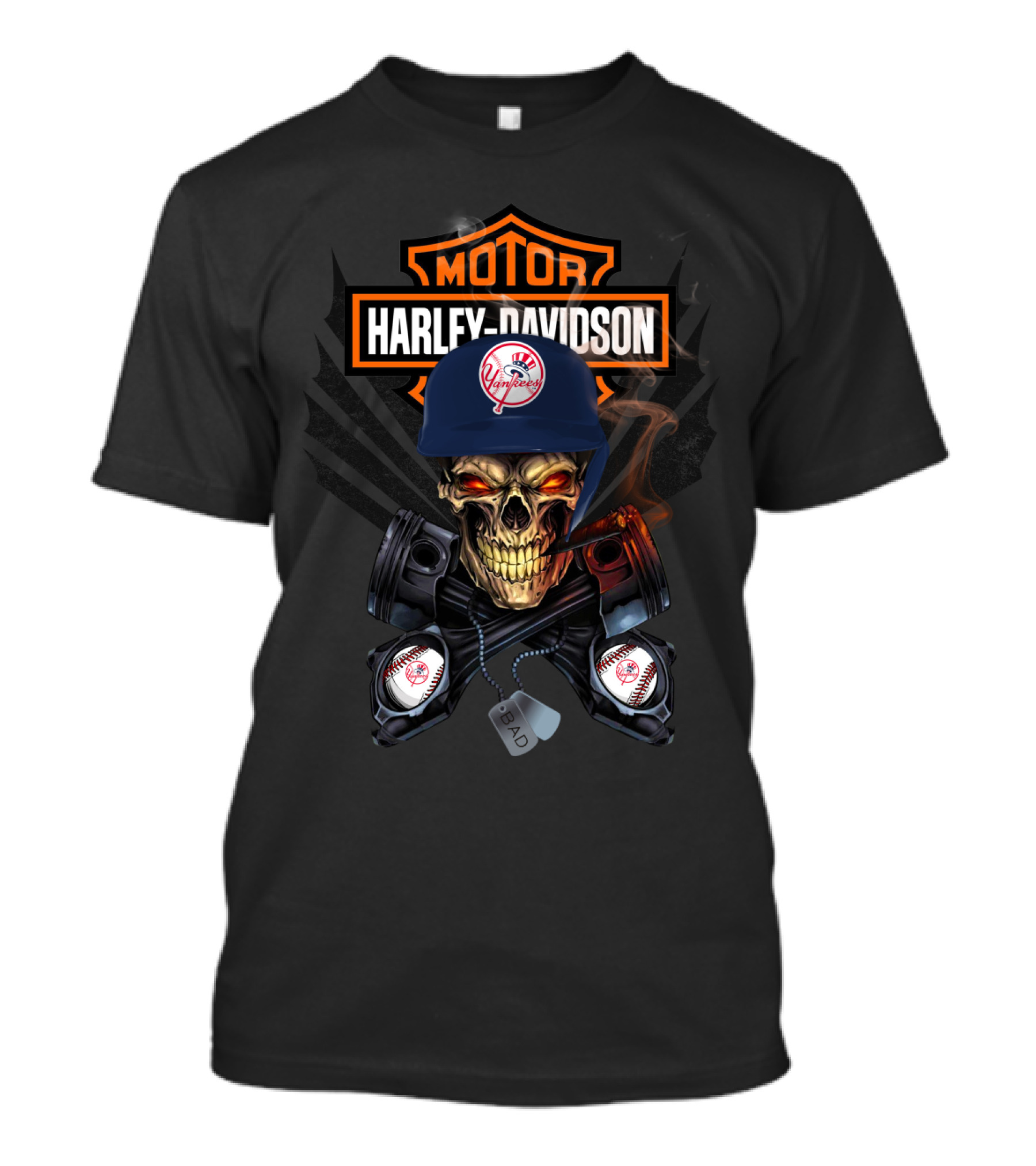 Harley Davidson Motor Skull New York Yankees T-Shirt