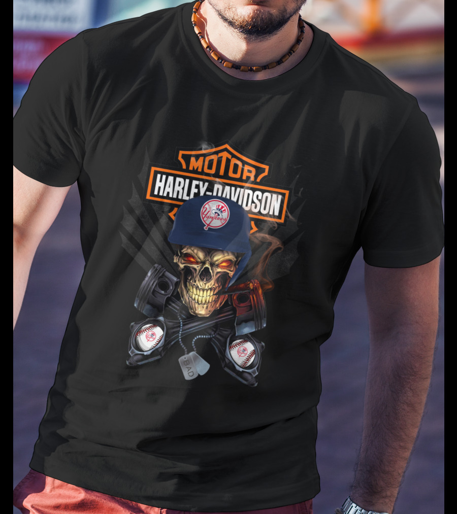 Harley Davidson Motor Skull New York Yankees T-Shirt