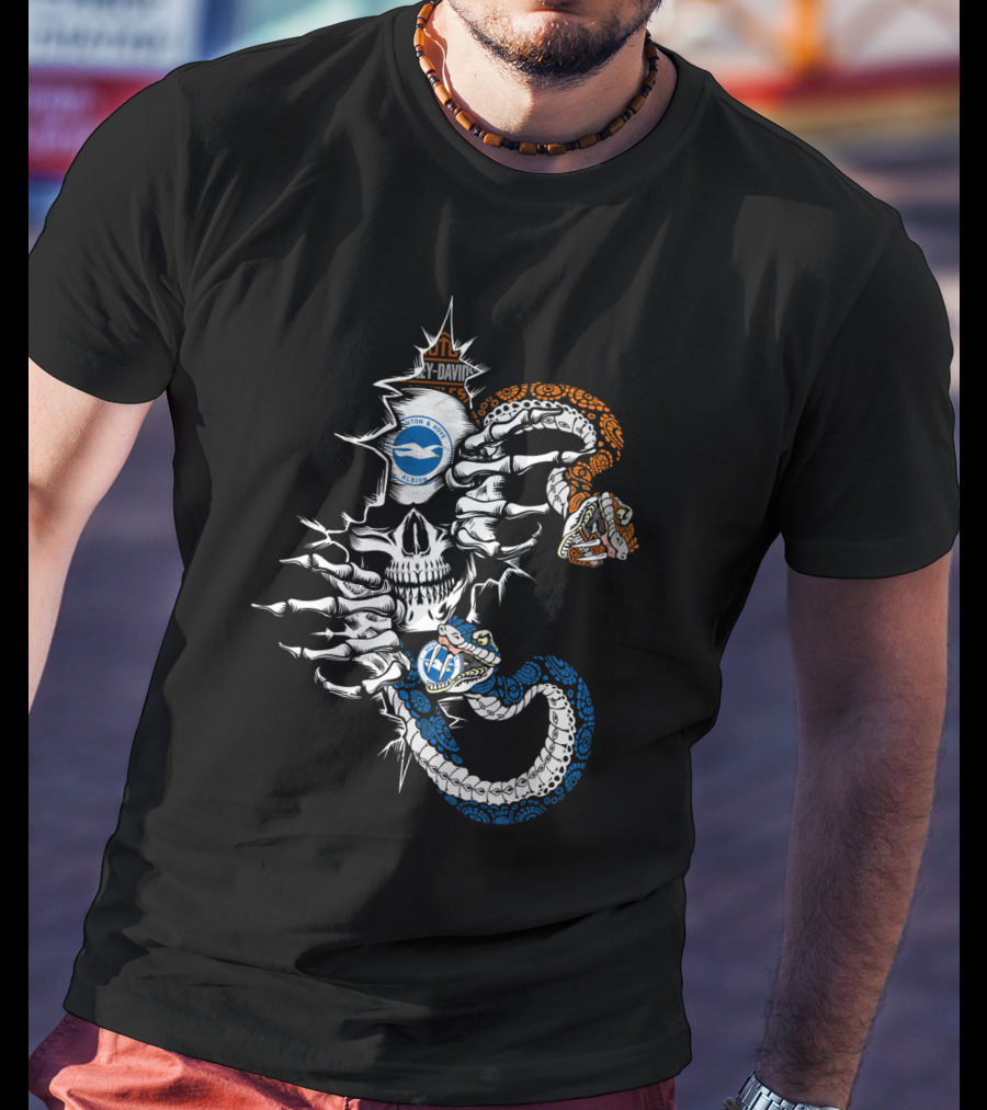 Skull With Snakes And Seagulls T-Shirt