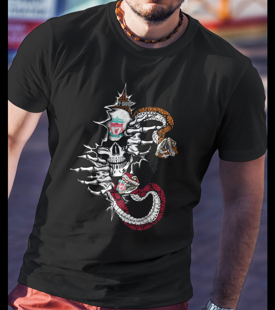 Liverpool Skull Snakes Harley Davidson T-Shirt