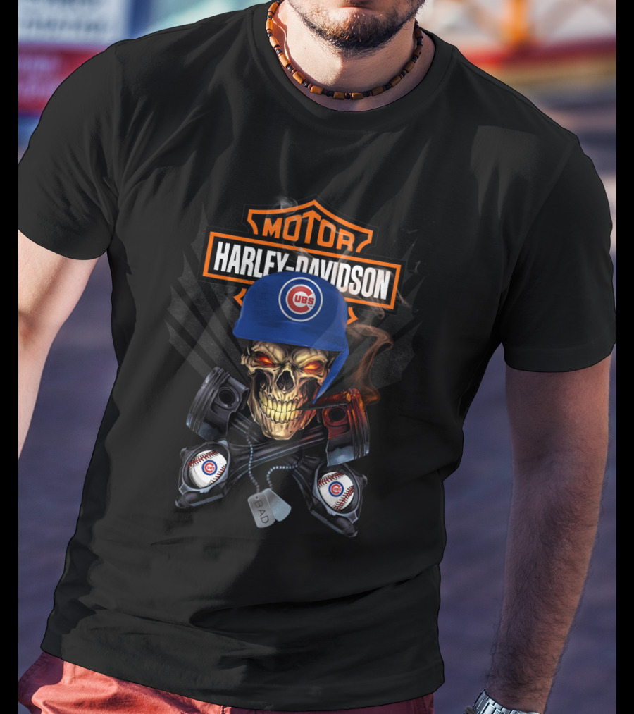 Motor Harley Davidson Cubs Skull Helmet Pistons T-Shirt