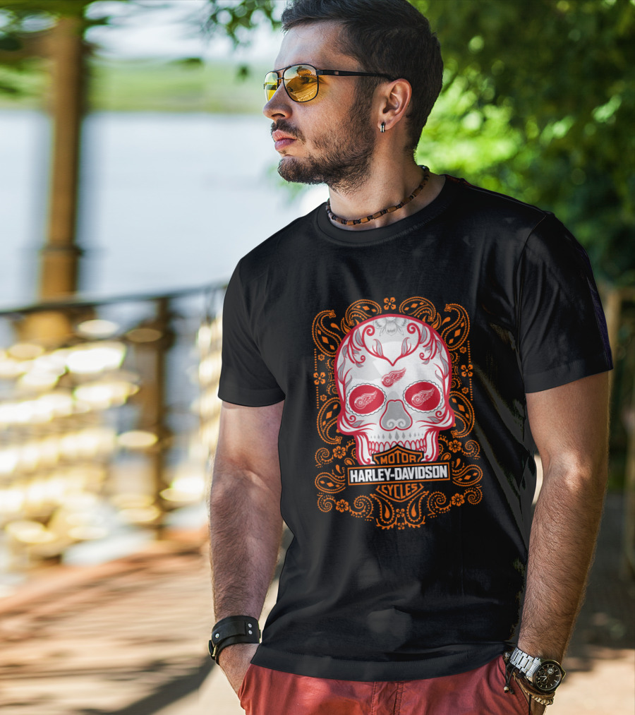 Harley Davidson Motor Cycles Skull Art 102 Nhl Drw T-Shirt